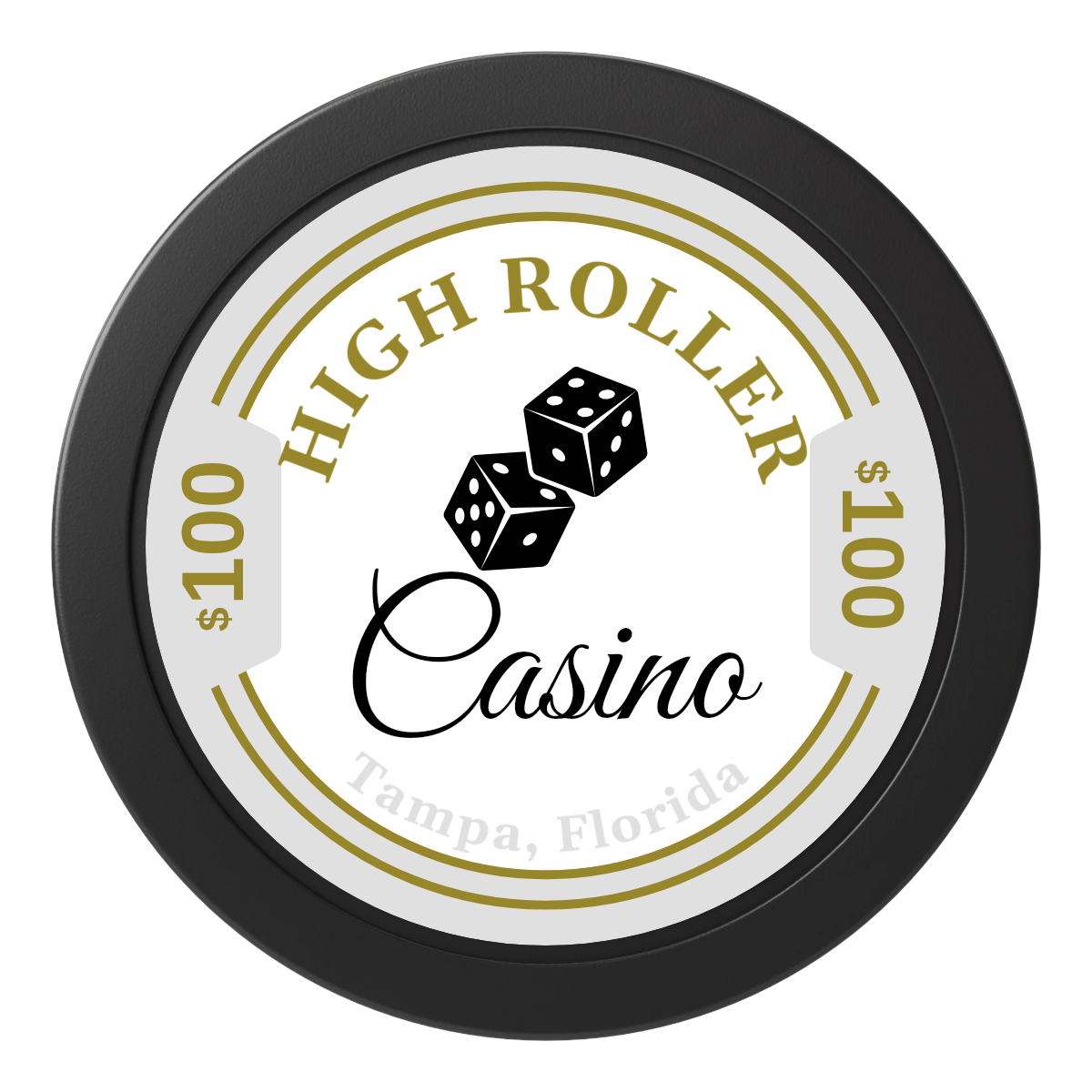 High Roller Casino 2" Oversized Poker Chips - Black - Front