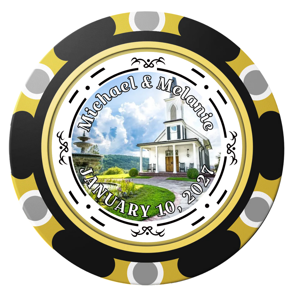 Save the Date Element Clay Poker Chips - Black / Monte Carlo / 40mm - Back