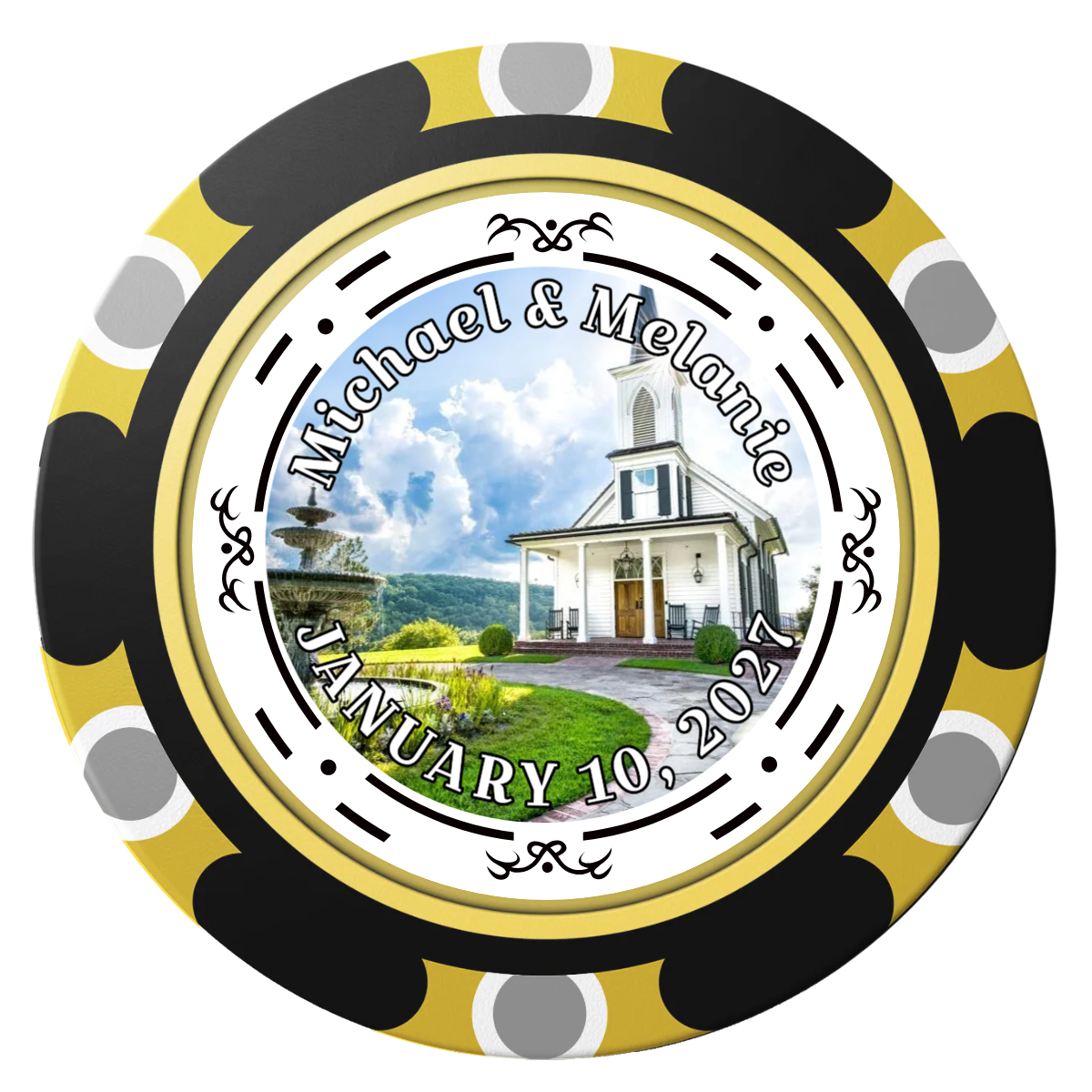Save the Date Element Clay Poker Chips - Black / Monte Carlo / 40mm - Back