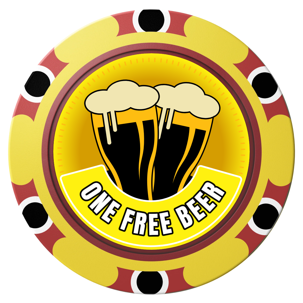Double Pint 2 Clay Poker Chips - Yellow / Monte Carlo / 40mm - Front