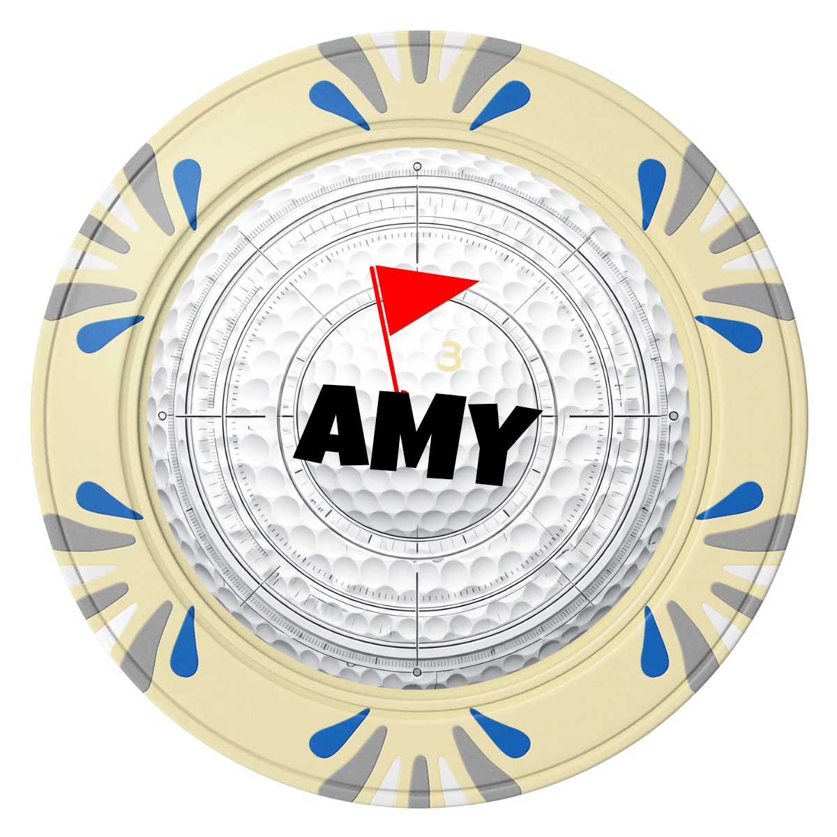 Ball Marcus Jr. Clay Poker Chips - Ivory / Macau / 40mm - Front