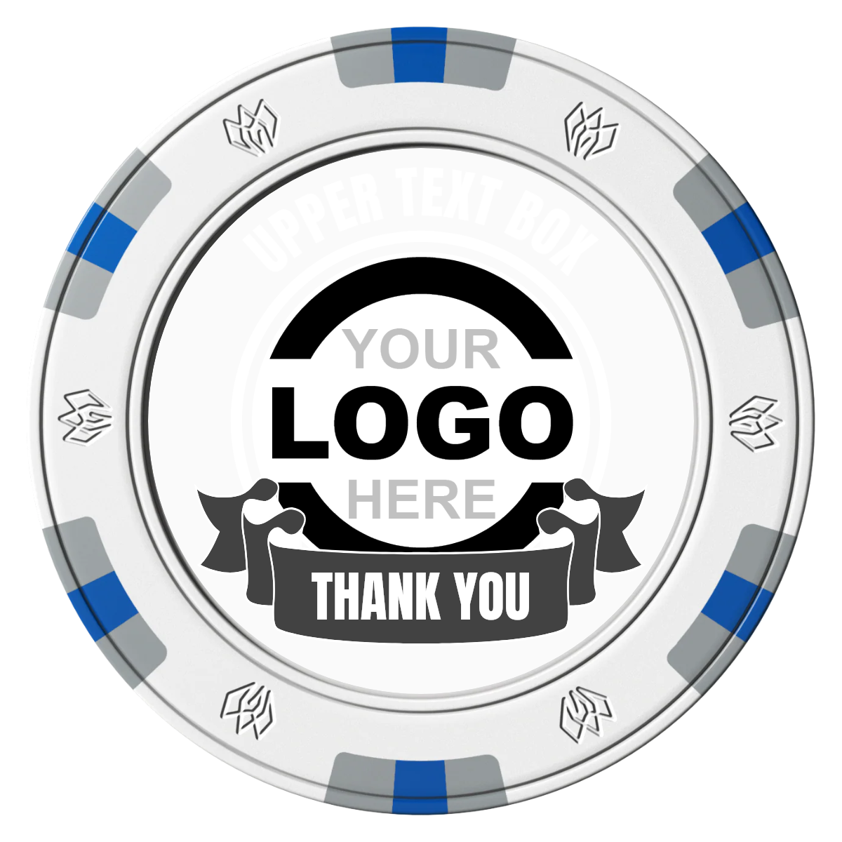 Lower Banner Clay Poker Chips - White / 6 Spot Gem / 40mm - Front