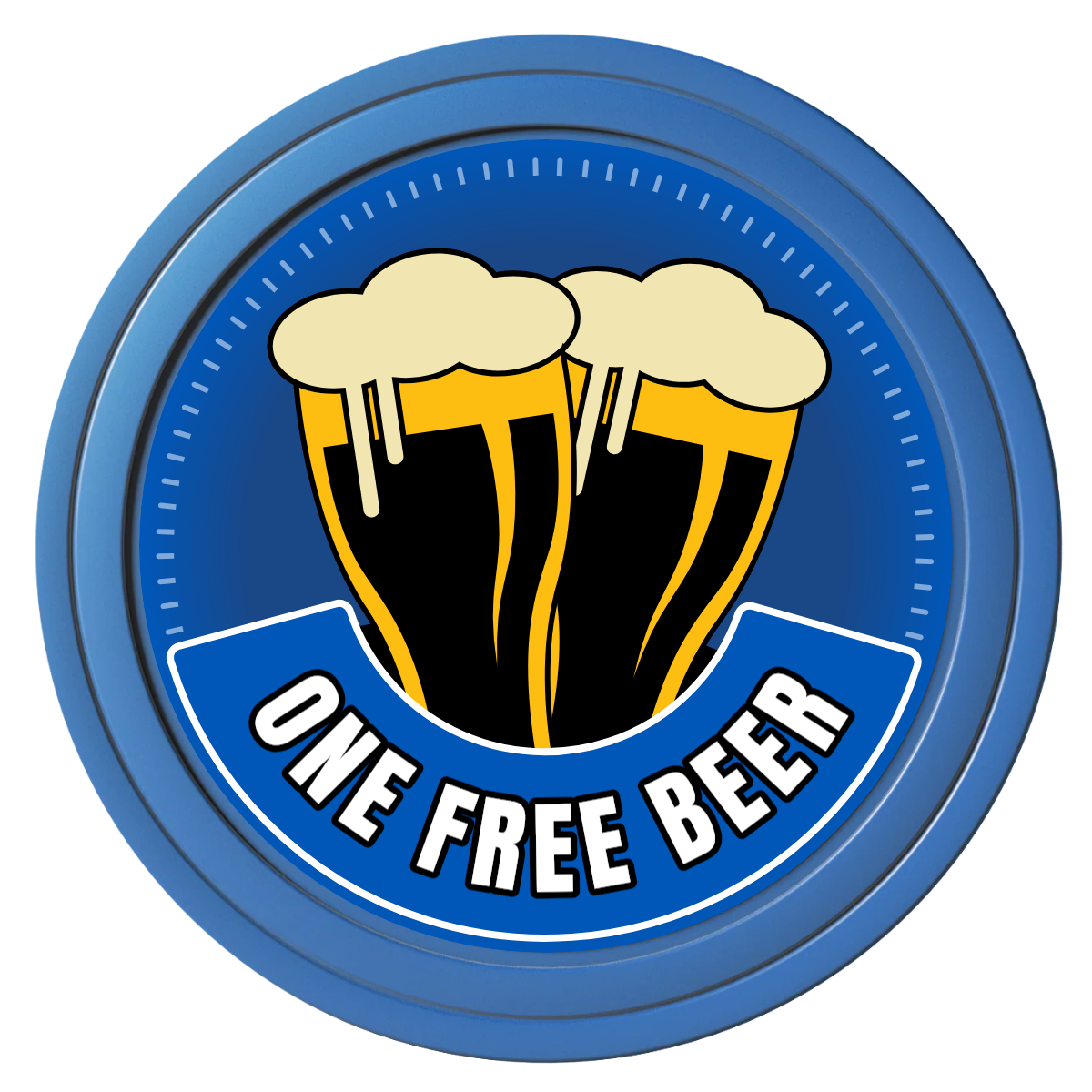 Double Pint 2 Composite Poker Chips - Blue / Solid - Front