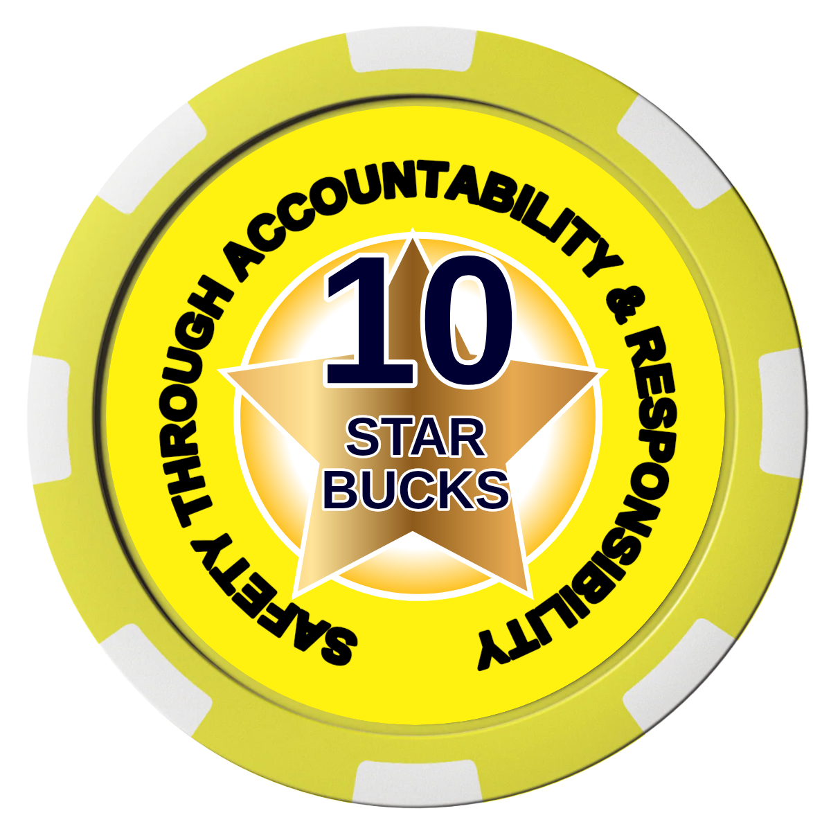 Safety Star Composite Poker Chips - Yellow / 8 Spot - Front