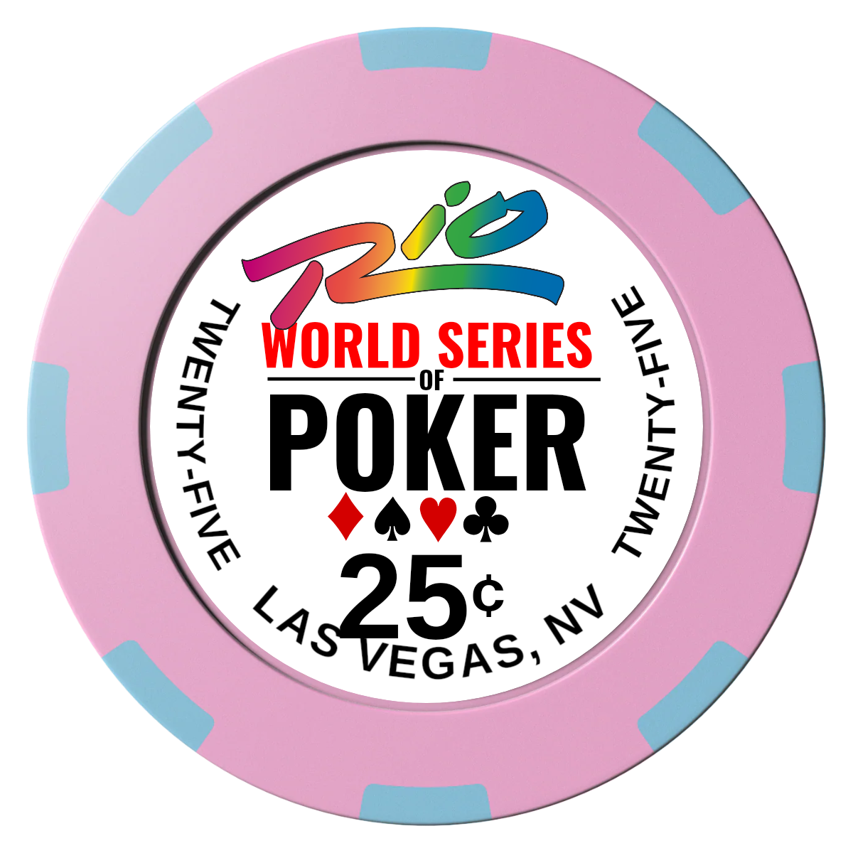 WSOP Clay Poker Chips - Pink / 8 Spot (2 Tone) / 40mm - Front