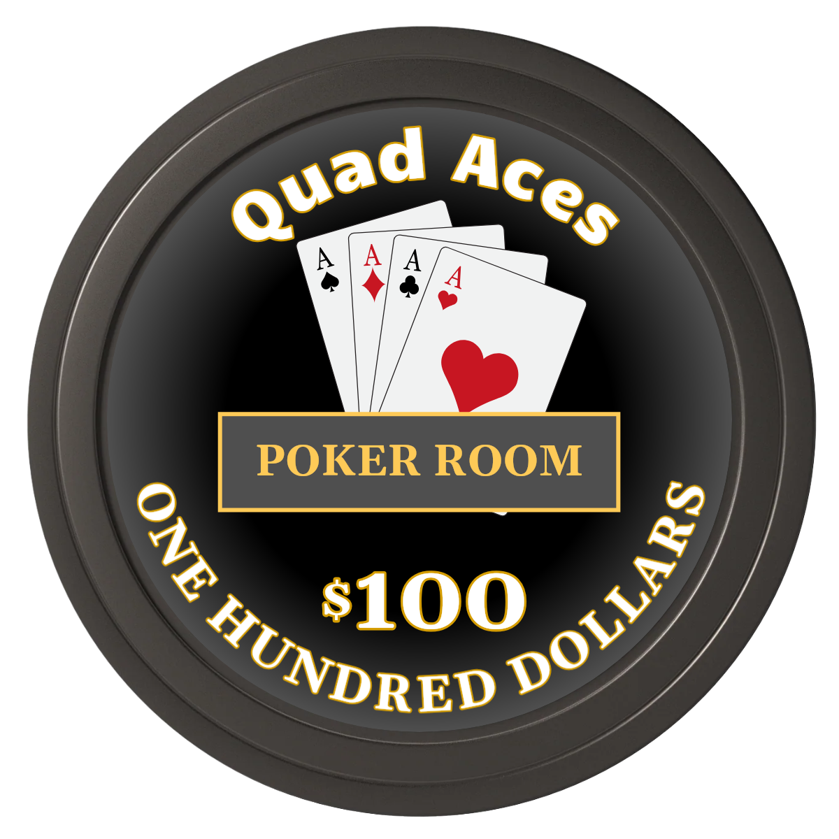 Quad Aces Composite Poker Chips - Black / Solid - Front