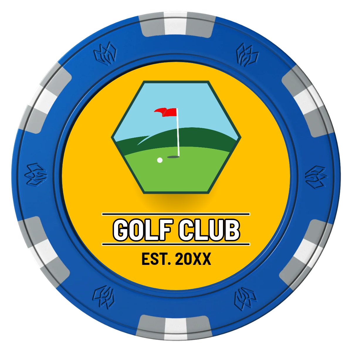 Birdy Bevy Clay Poker Chips - Blue / 6 Spot Gem / 40mm - Front