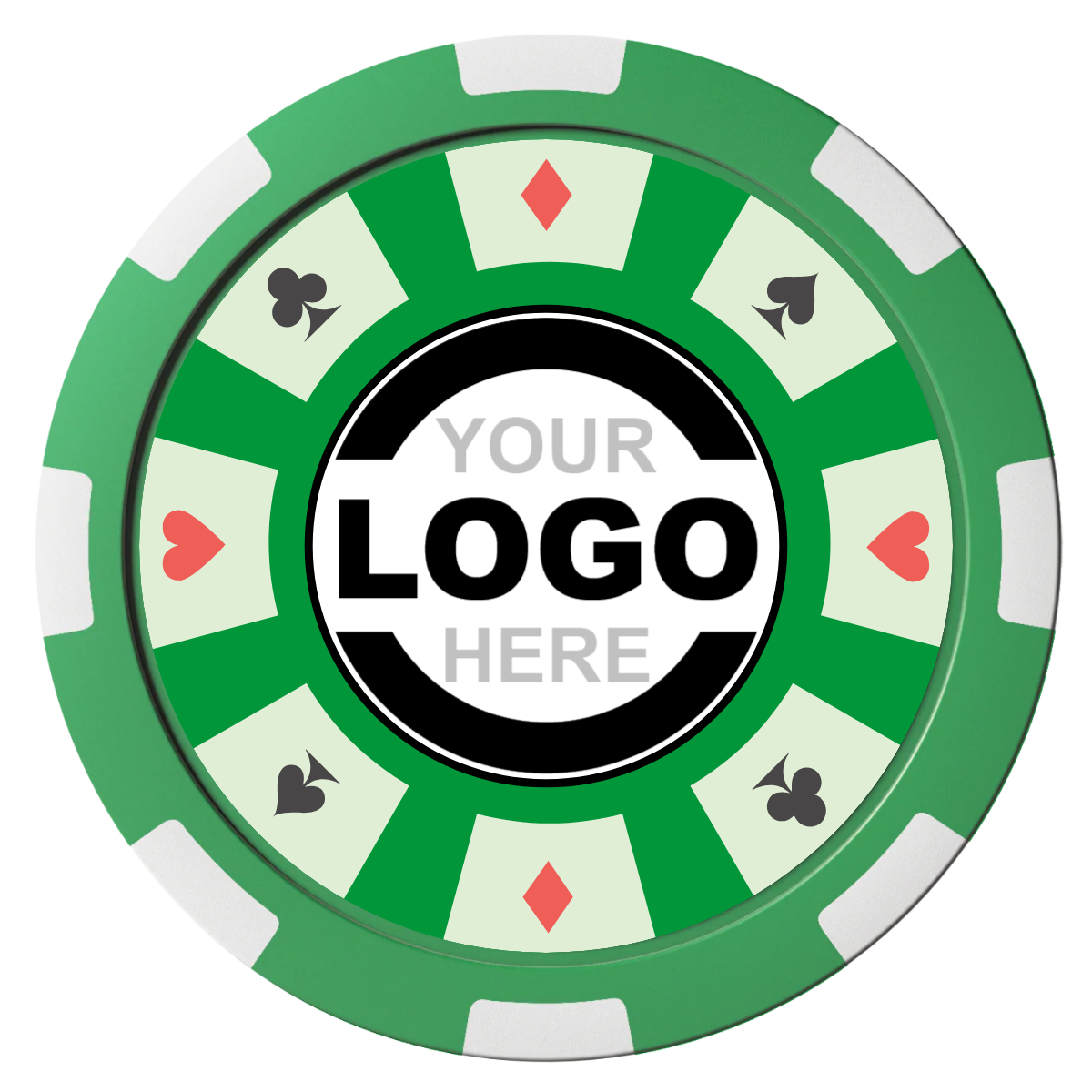 Suit 8 Your Logo Magnetic Composite Poker Chips - Green / 8 Spot - Back