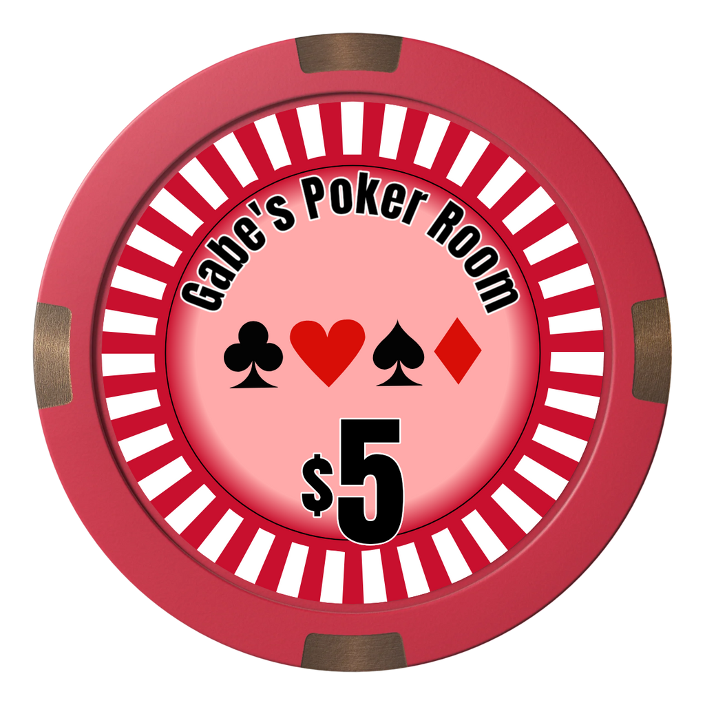 Gabe's Poker Room Composite & Metal Hybrid Poker Chips - Red - Front