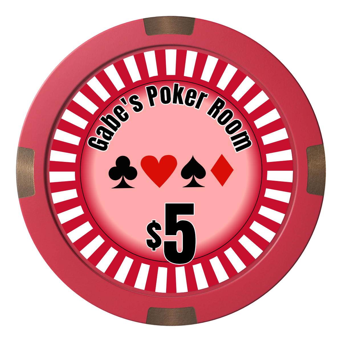 Gabe's Poker Room Composite & Metal Hybrid Poker Chips - Red - Front