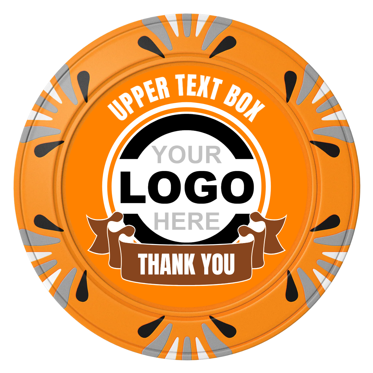 Lower Banner Clay Poker Chips - Orange / Macau / 40mm - Front