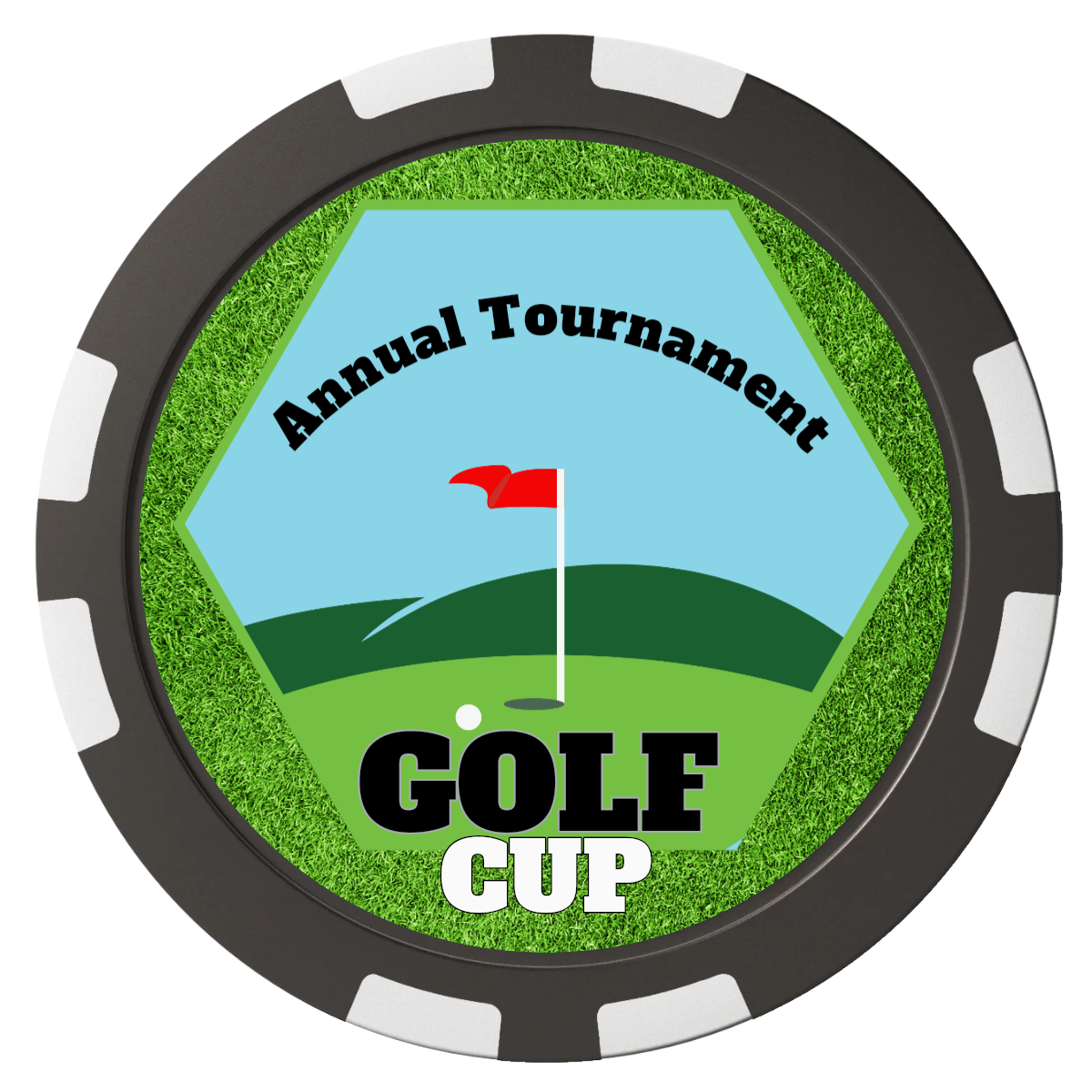 Golf Cup Composite Poker Chips - Black / 8 Stripe - Back