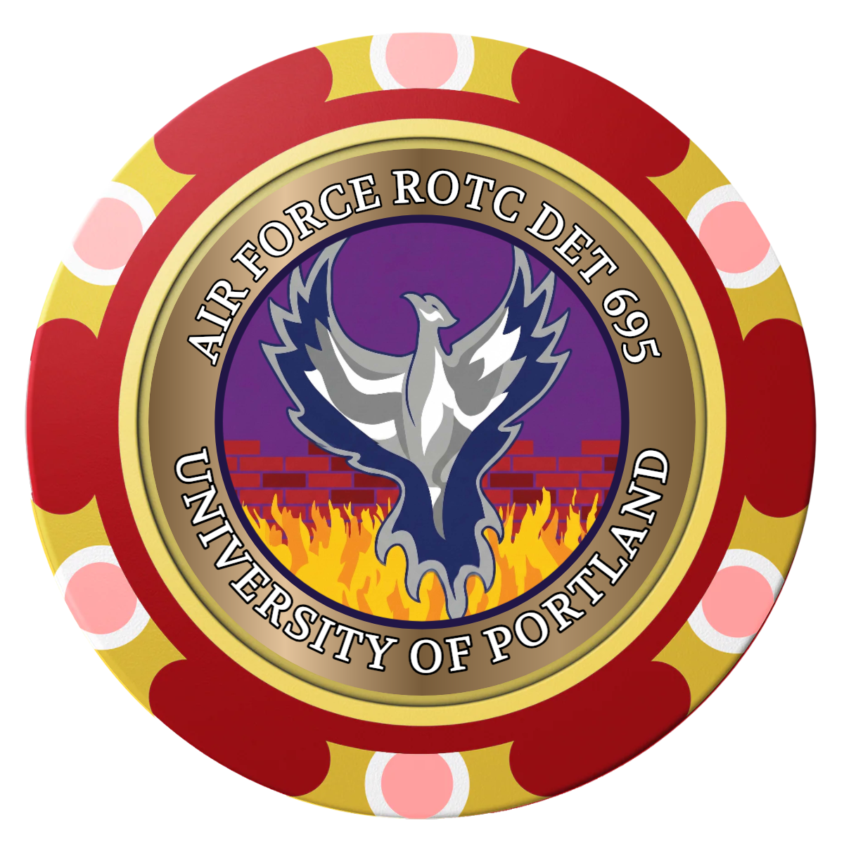 Air Force ROTC Det 695 Clay Poker Chips - Red / Monte Carlo / 40mm - Front