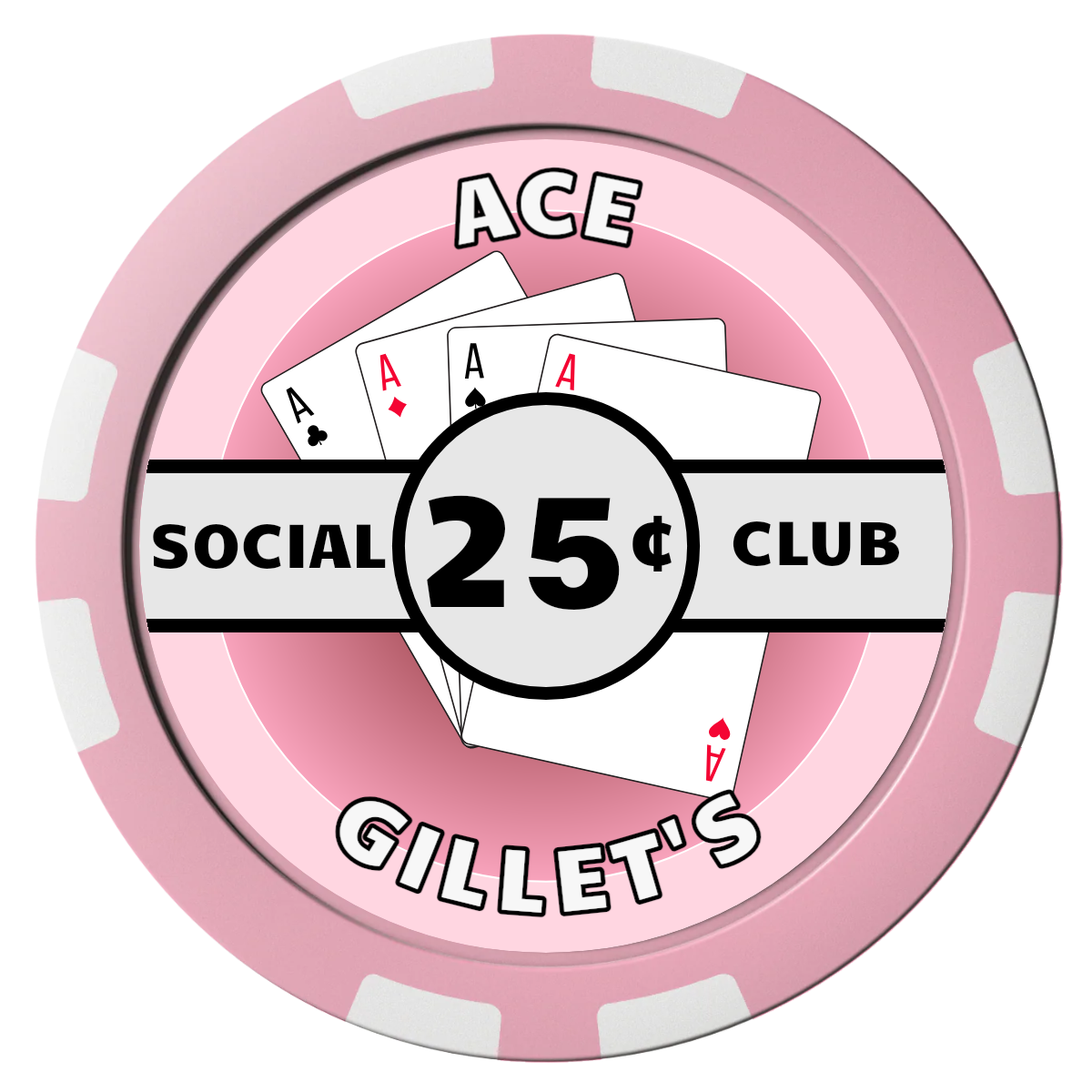 Ace Gillet's Composite Poker Chips - Pink / 8 Stripe - Front