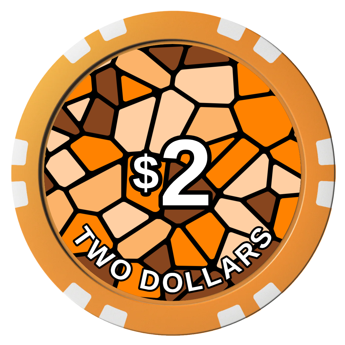 Stained Glass Composite Poker Chips - Orange / Double Stripe - Front