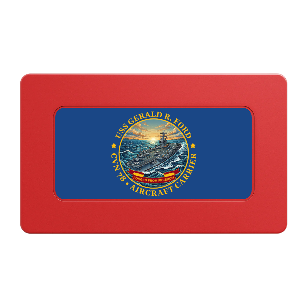 Navy USS Gerald Ford Rectangular Poker Chip Plaques - Red - Front