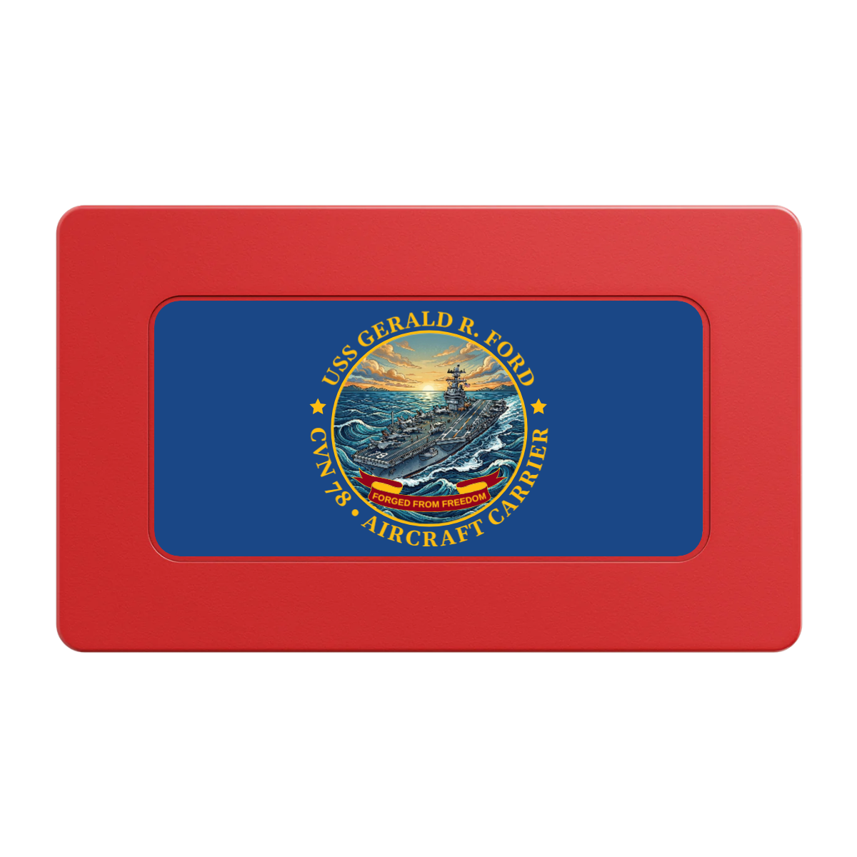 Navy USS Gerald Ford Rectangular Poker Chip Plaques - Red - Front