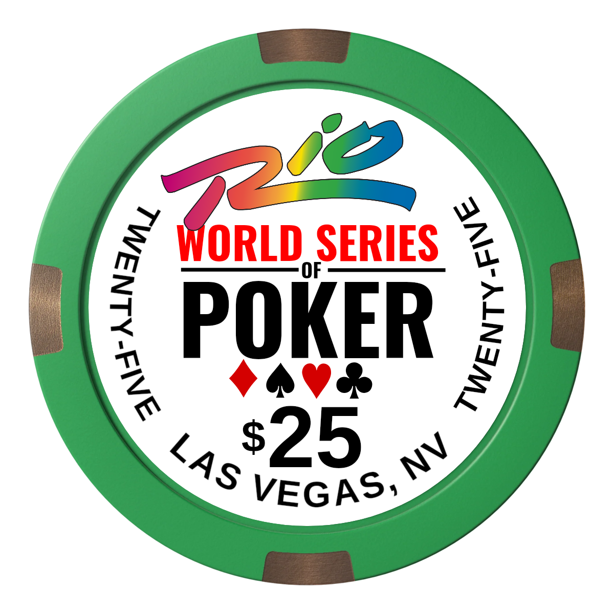 WSOP Composite & Metal Hybrid Poker Chips - Green / 4 Spot - Back