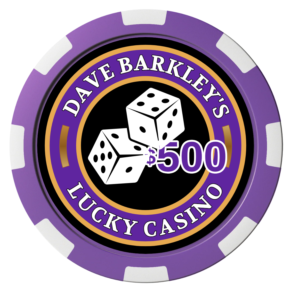Dave's Lucky Casino Composite Poker Chips - Purple / 8 Spot - Front