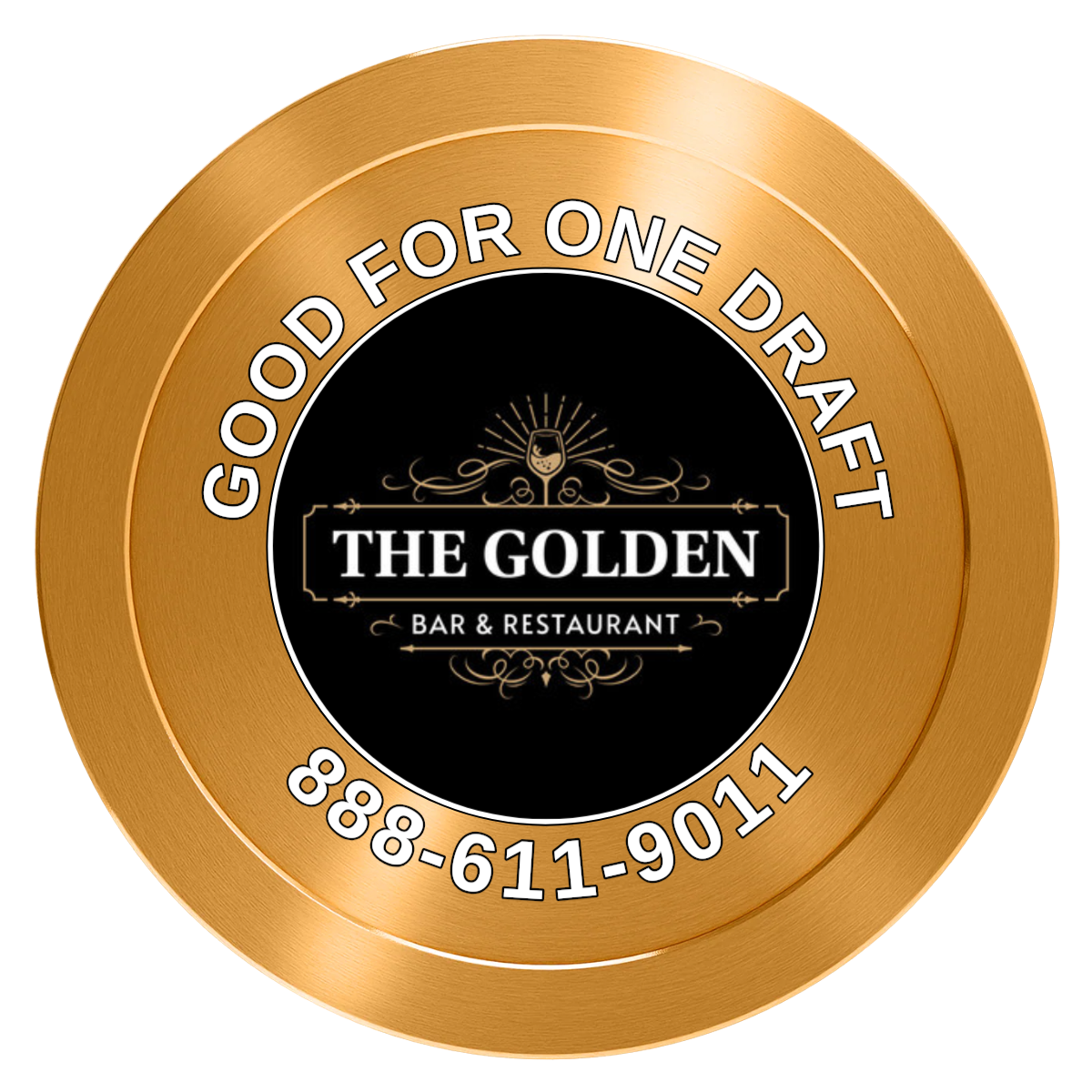 Branded Logo Bar Drink Token Aluminum Poker Chips - Gold - Back