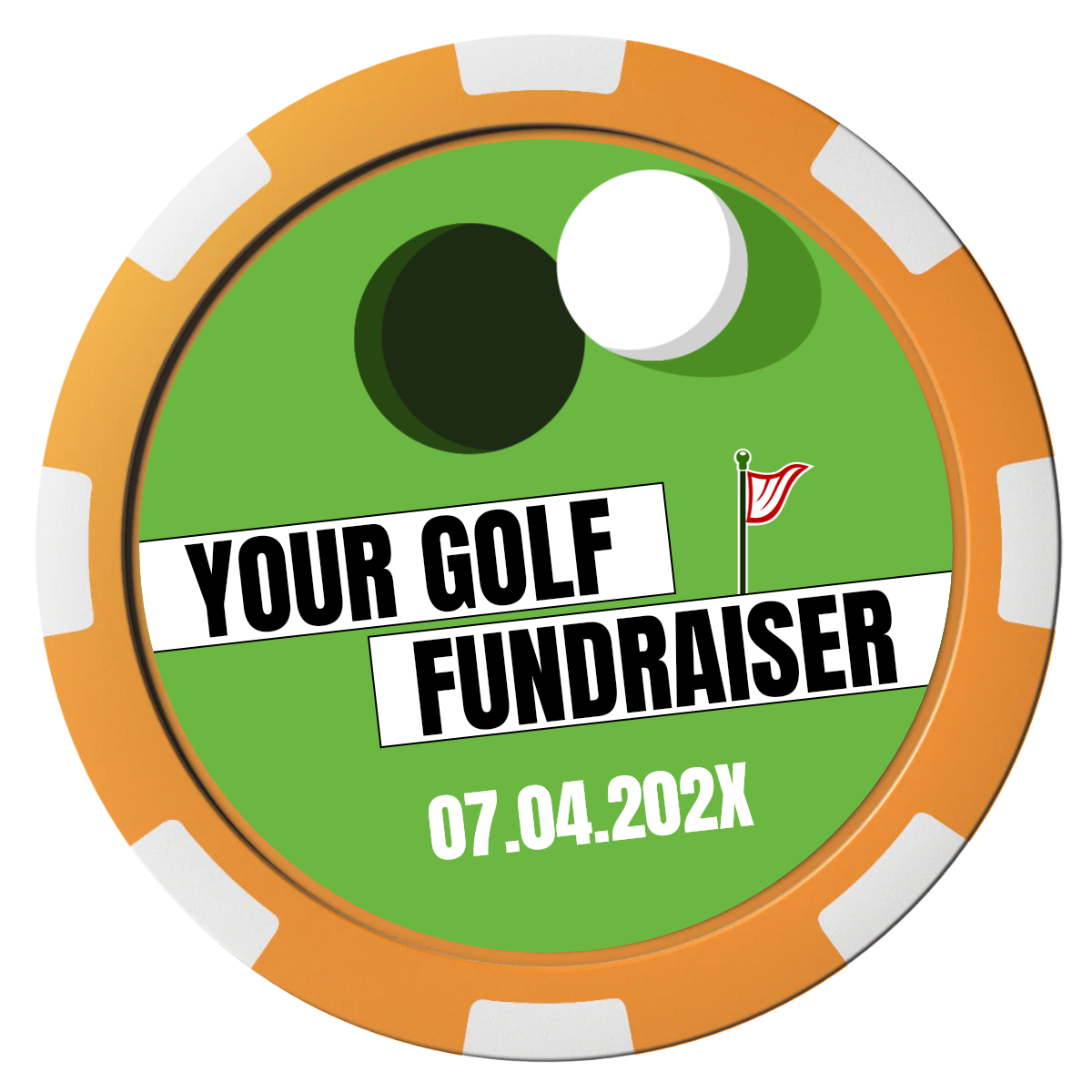 Putting Around Tournament Composite Poker Chips - Orange / 8 Spot - Front