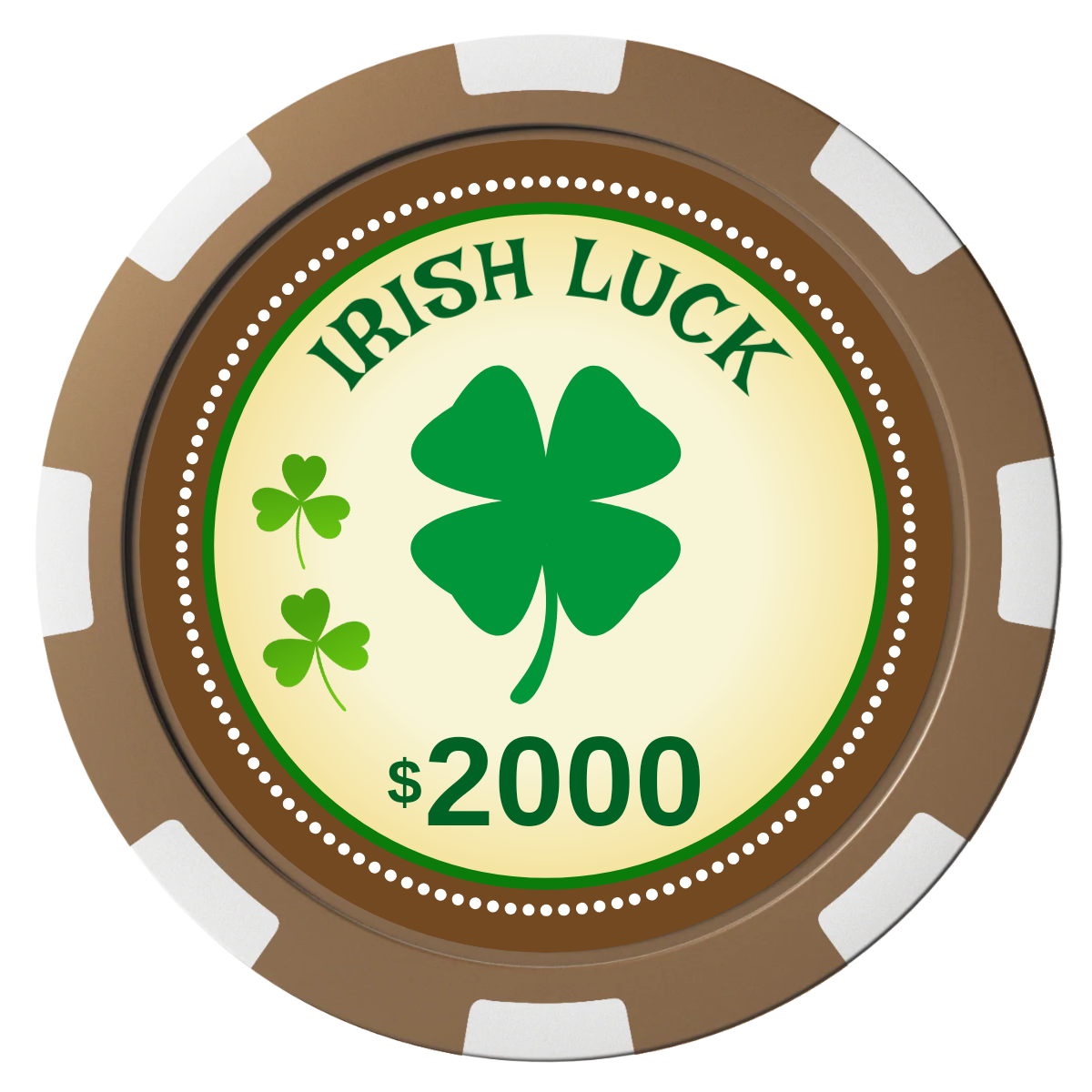 Irish Luck Composite Poker Chips - Brown / 8 Spot - Front