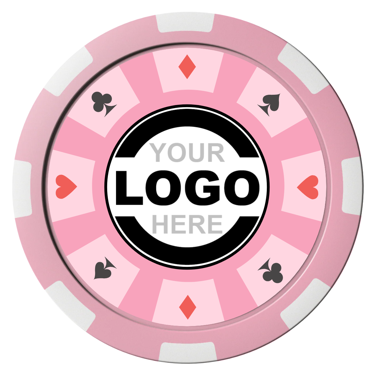 Suit 8 Your Logo Composite Poker Chips - Pink / 8 Spot - Front