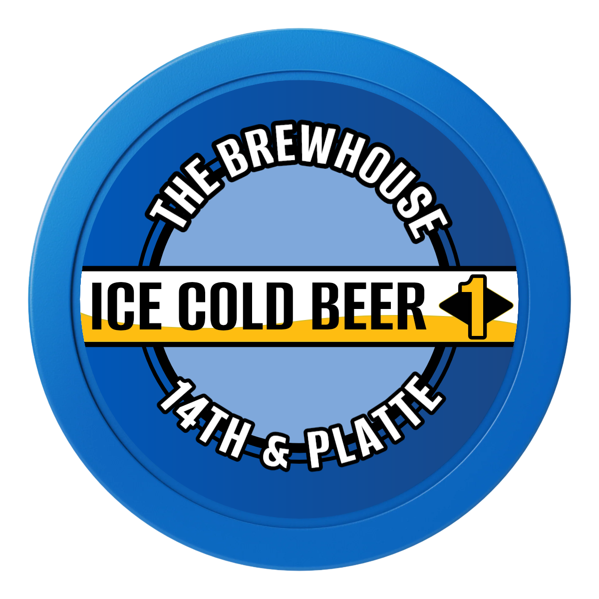 Ice Cold Beer Drink Token 2" Oversized Poker Chips - Blue - Front