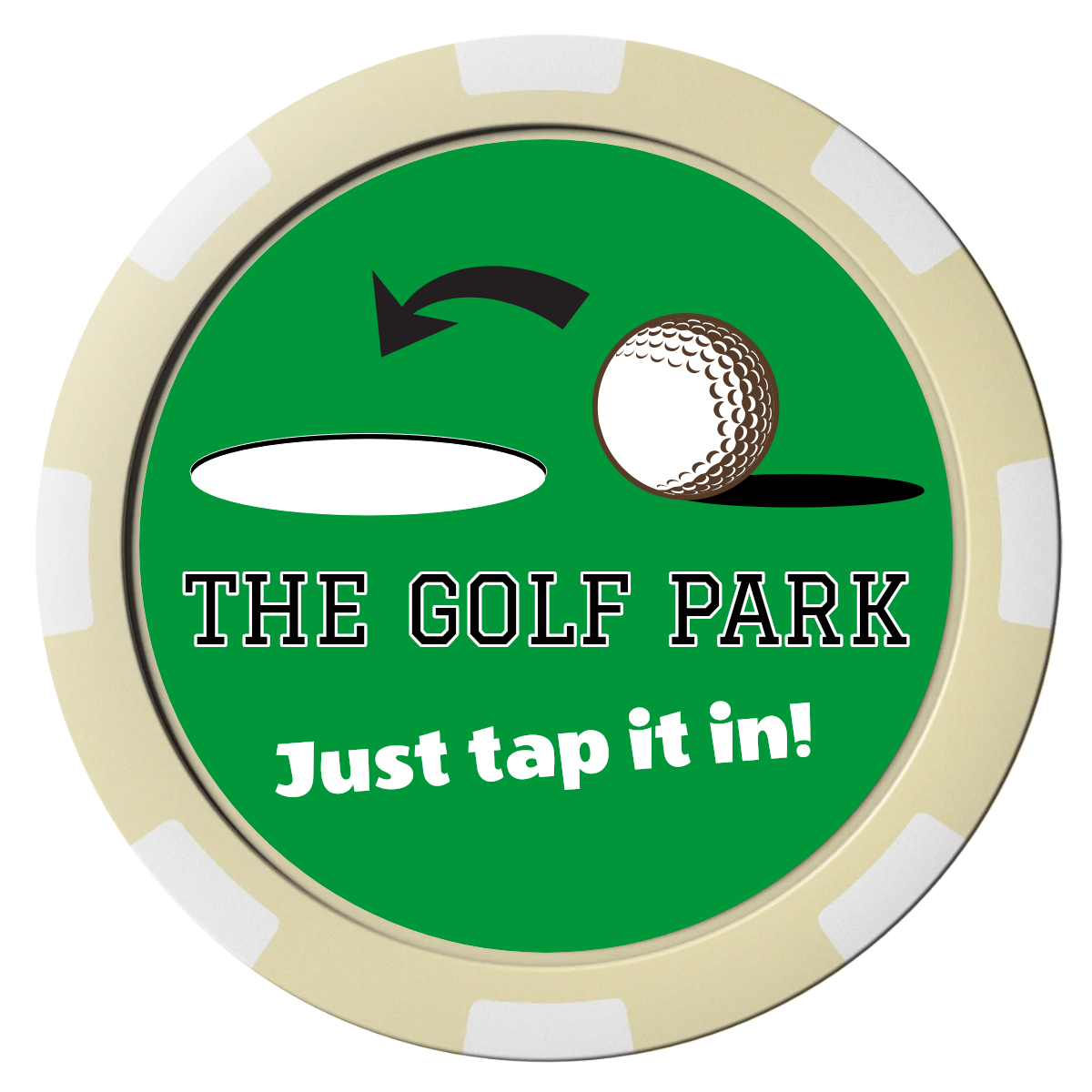 Golf Slogan Magnetic Composite Poker Chips - Ivory / 8 Spot - Front
