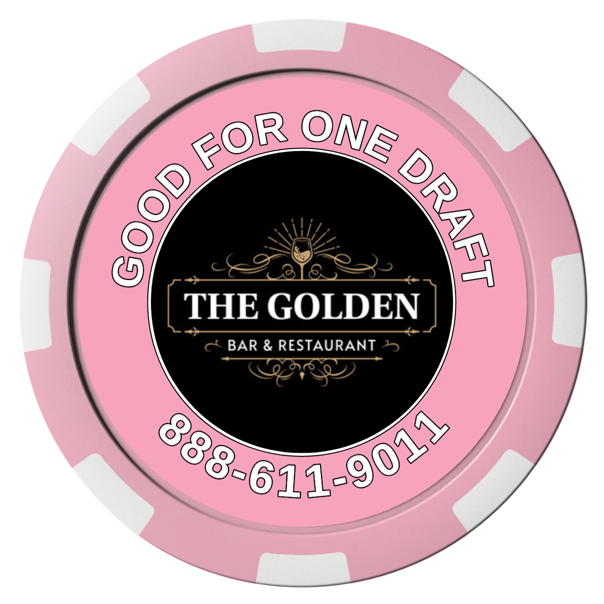 Branded Logo Bar Drink Token Composite Poker Chips - Pink / 8 Spot - Front