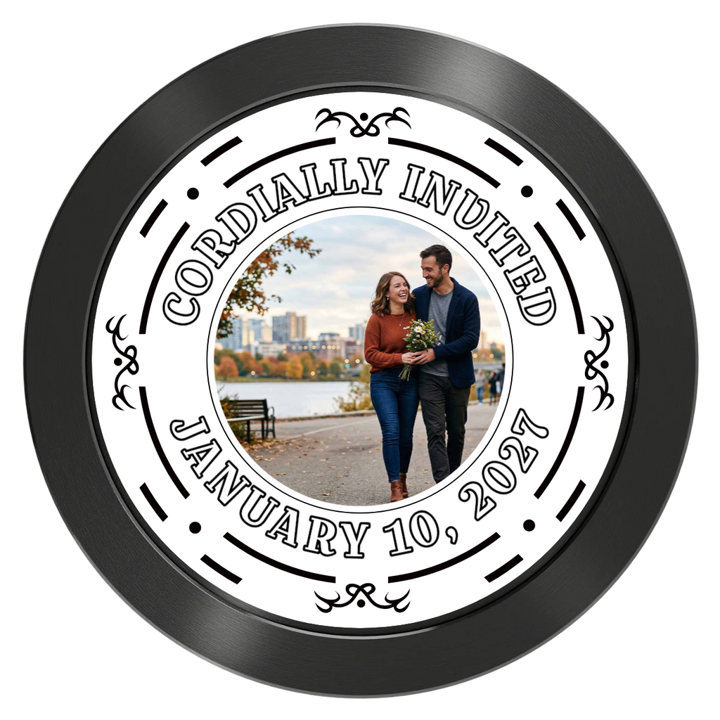 Save the Date Element Aluminum Poker Chips - Black - Front