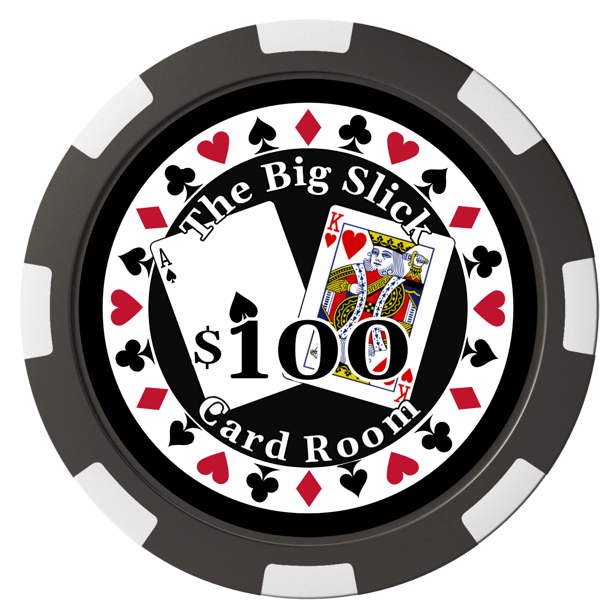 AK Big Slick Composite Poker Chips - Black / 8 Spot - Front