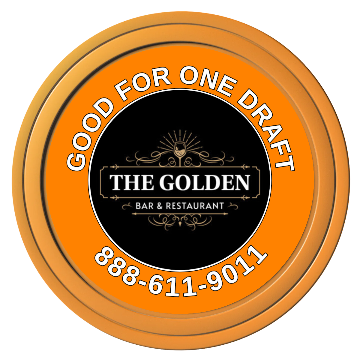 Branded Logo Bar Drink Token Composite Poker Chips - Orange / Solid - Front