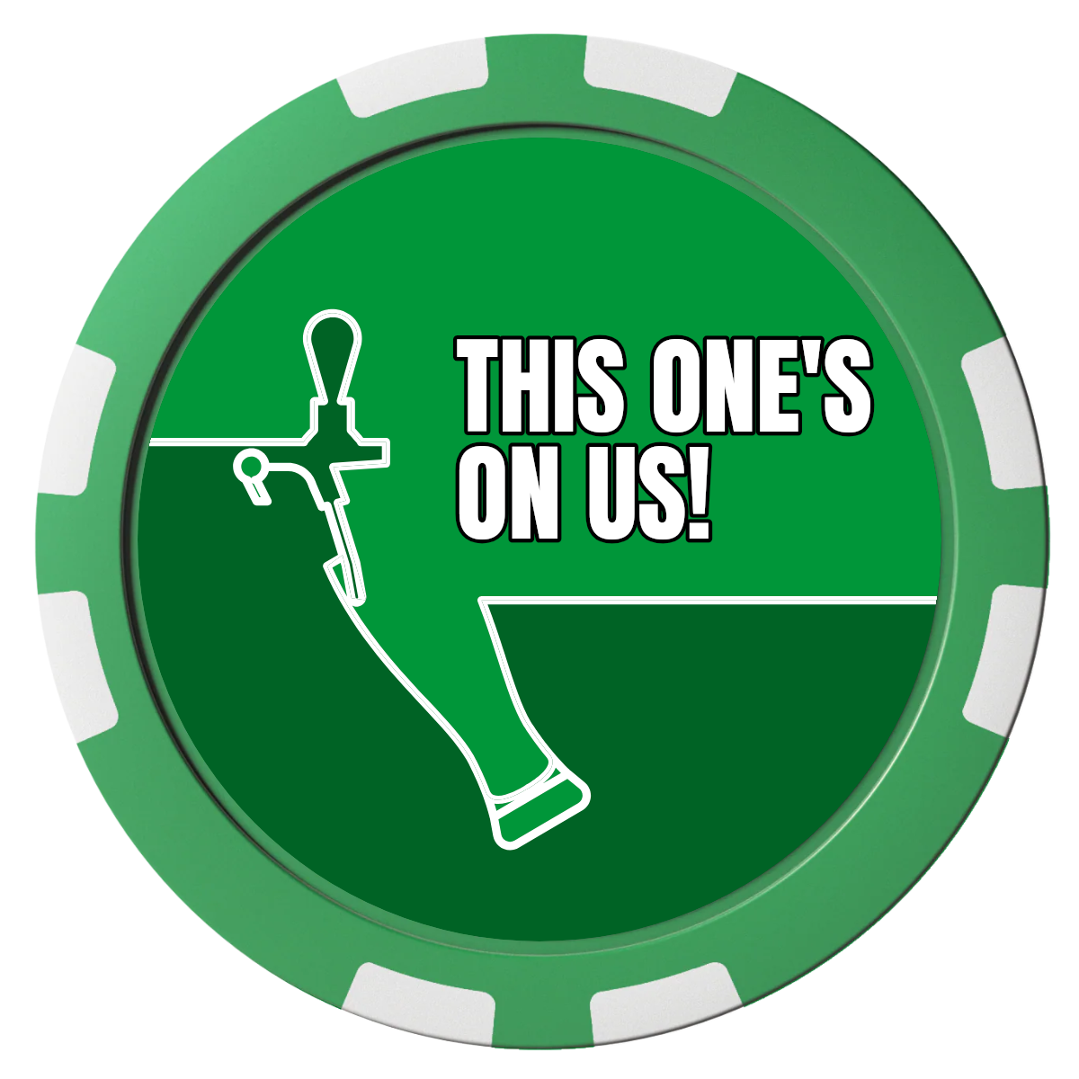 I'd Tap That Composite Poker Chips - Green / 8 Stripe - Front