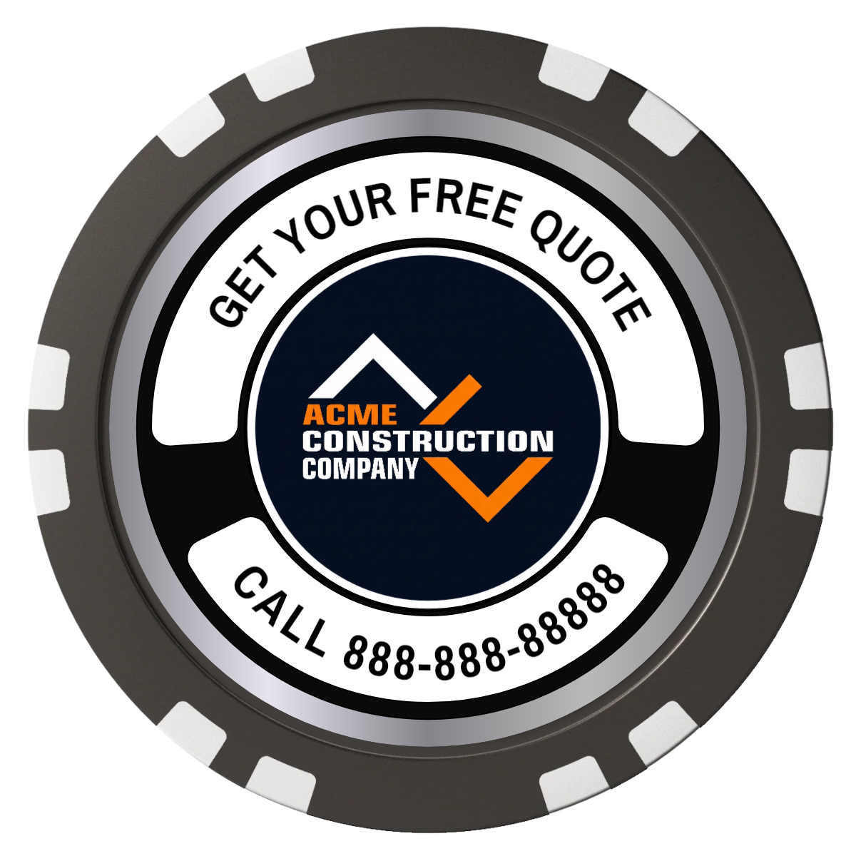 Acme Construction Composite Poker Chips - Black / Double Stripe - Back