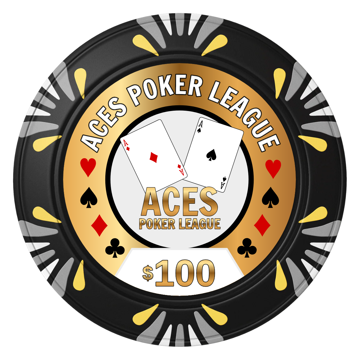 Aces Poker League Clay Poker Chips - Black / Macau / 40mm - Back