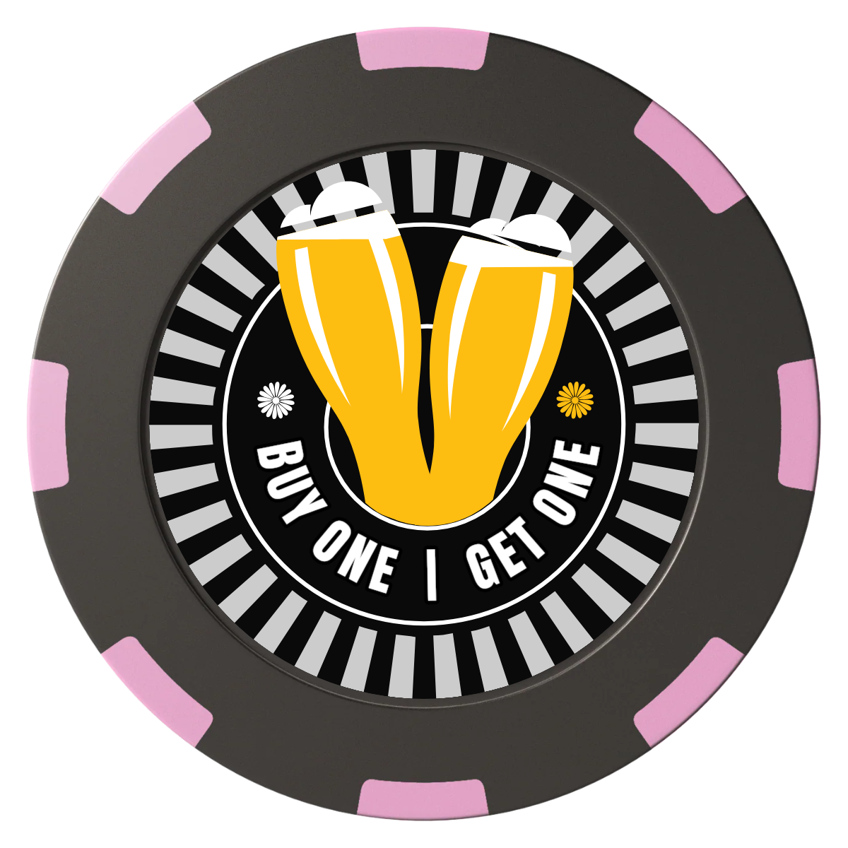 Double Pint Clay Poker Chips - Black / 8 Spot (2 Tone) / 40mm - Front
