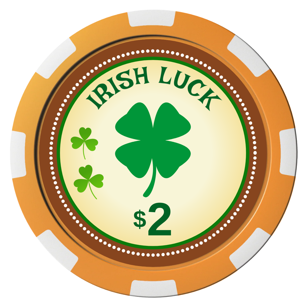 Irish Luck Composite Poker Chips - Orange / 8 Spot - Front