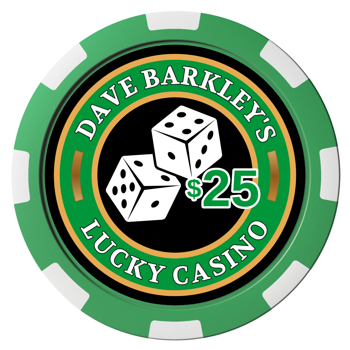 Dave's Lucky Casino Magnetic Composite Poker Chips - Green / 8 Spot - Front