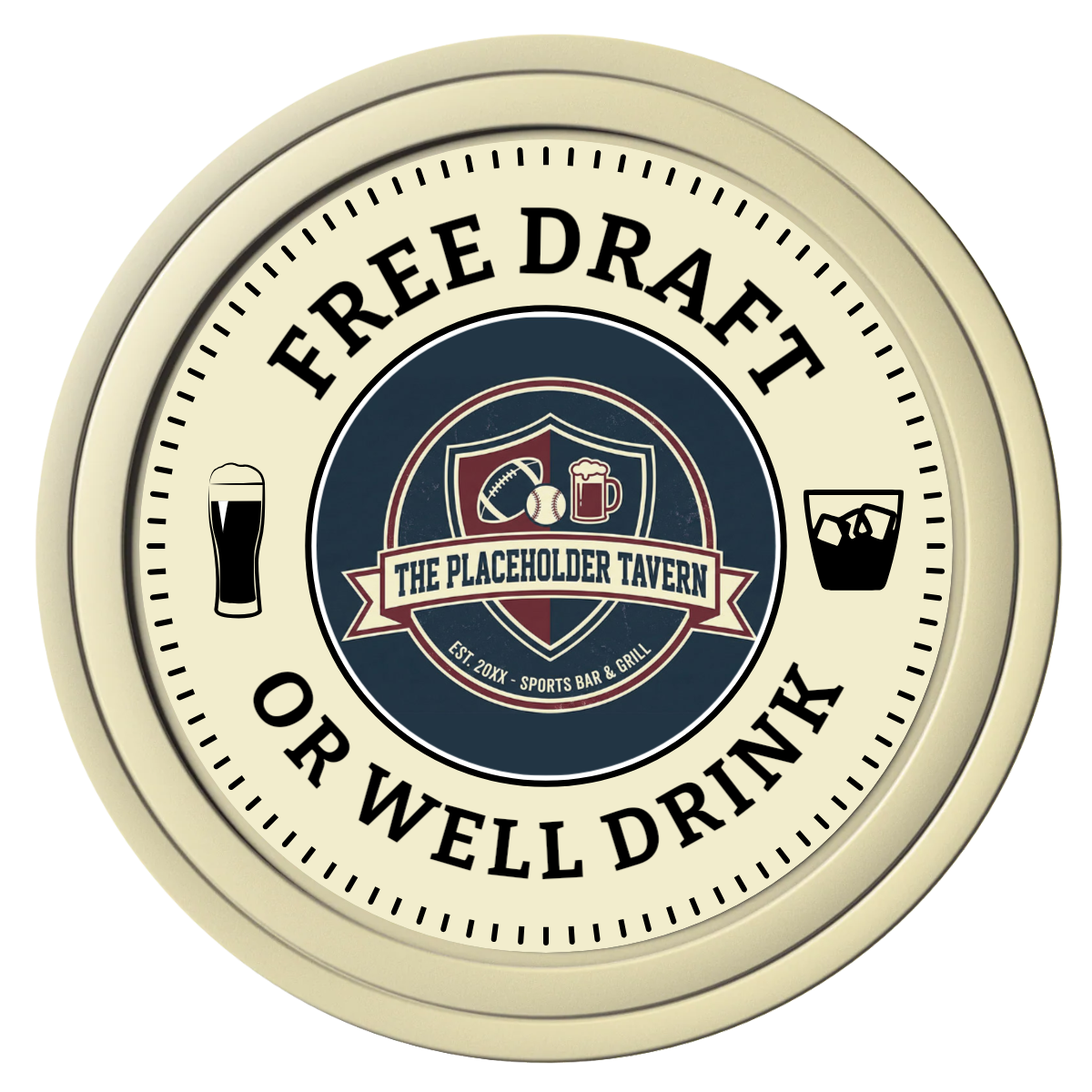 Beer Shop Composite Poker Chips - Ivory / Solid - Front