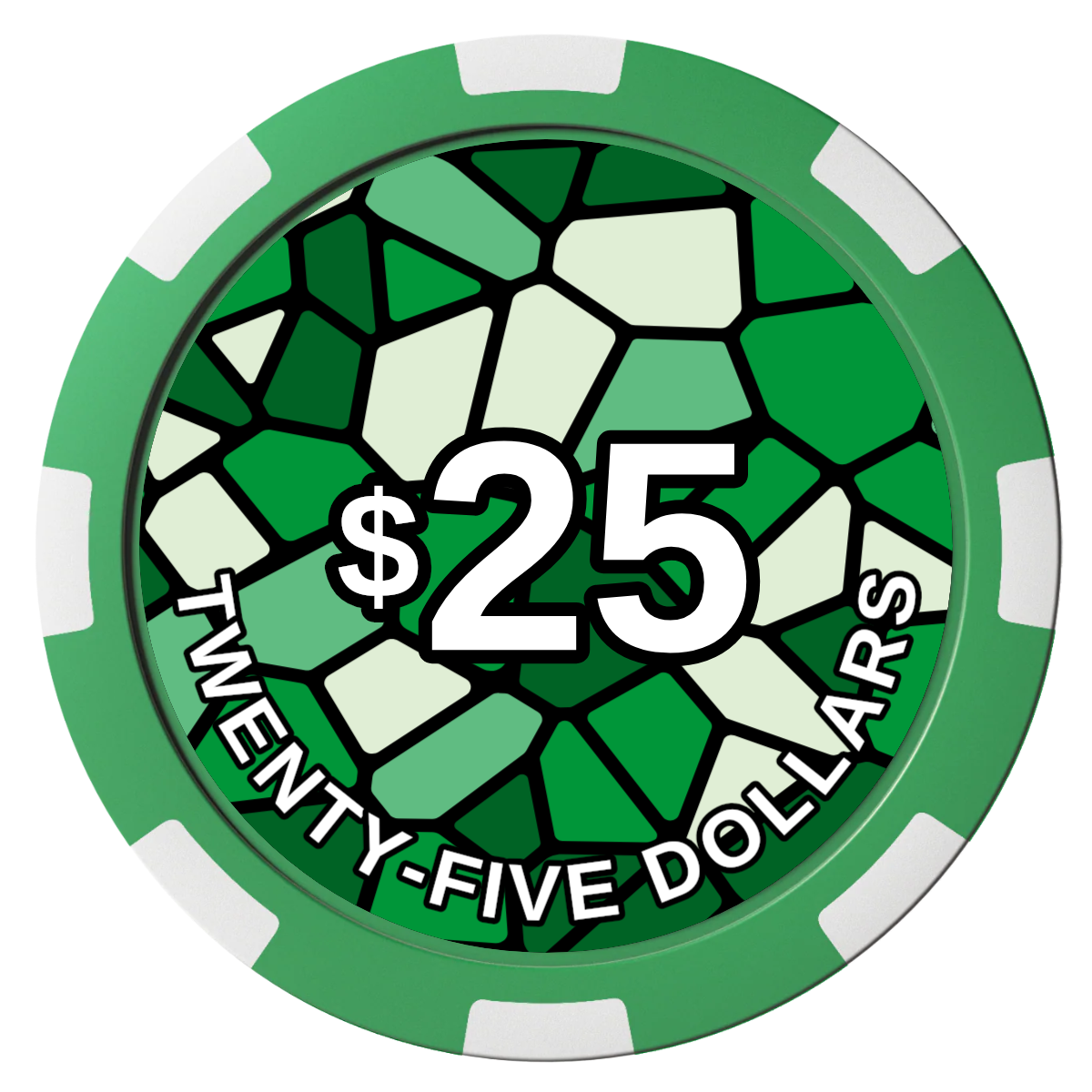 Stained Glass Composite Poker Chips - Green / 8 Spot - Front