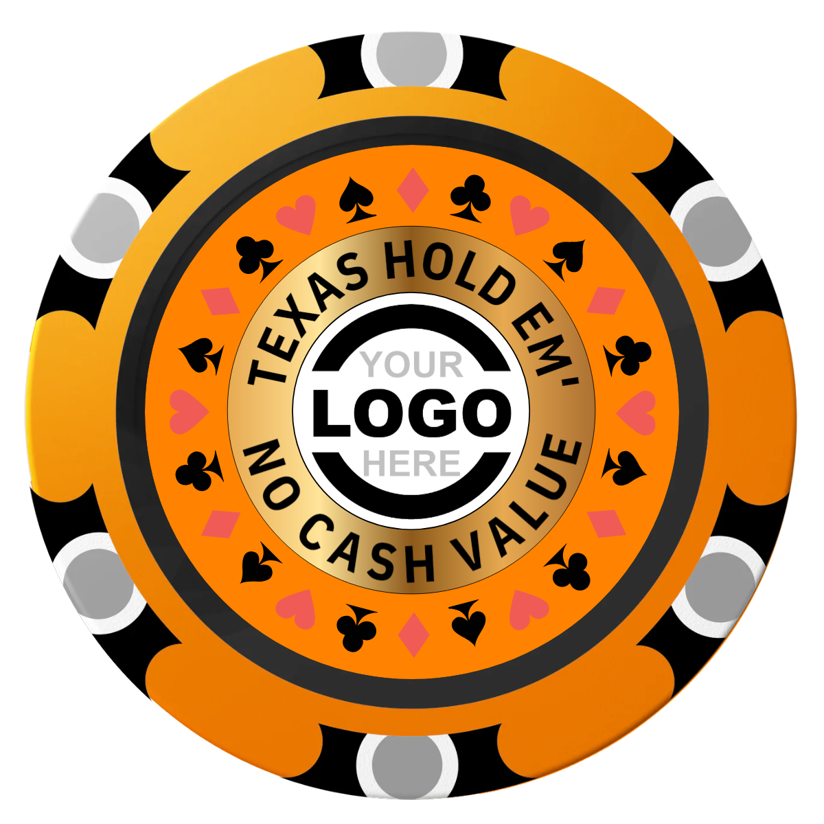 Texas Hold Em' Clay Poker Chips - Orange / Monte Carlo / 40mm - Front