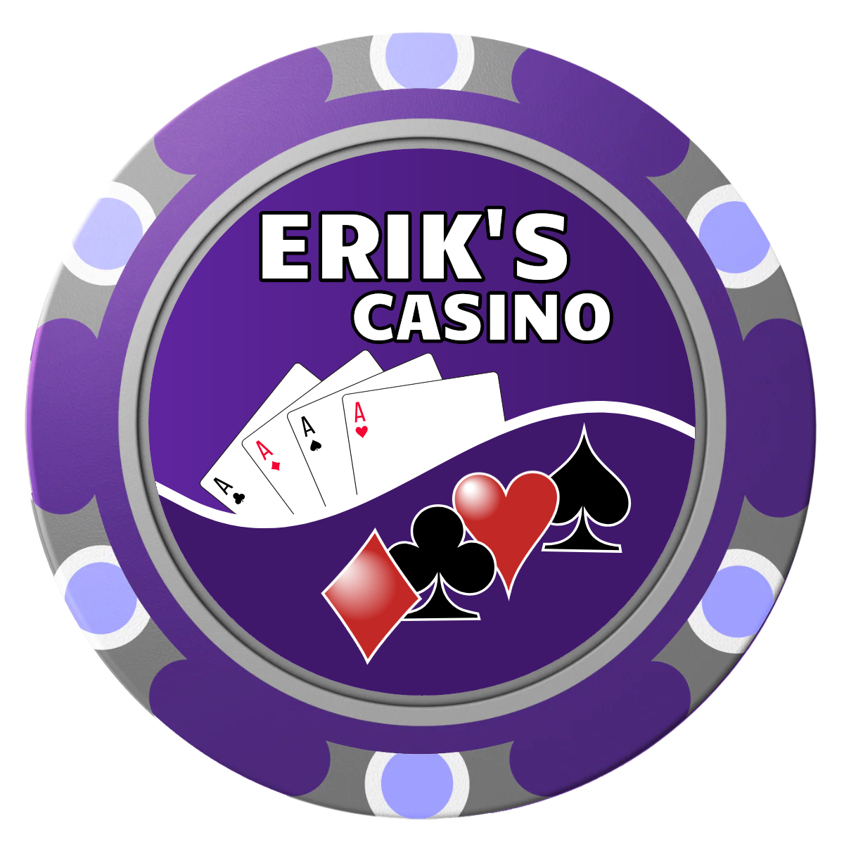 Erik's Casino Clay Poker Chips - Purple / Monte Carlo / 40mm - Front