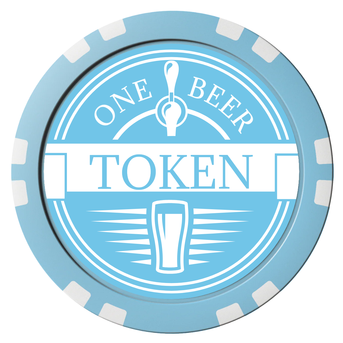 Tap Out Composite Poker Chips - Light Blue / Double Stripe - Front