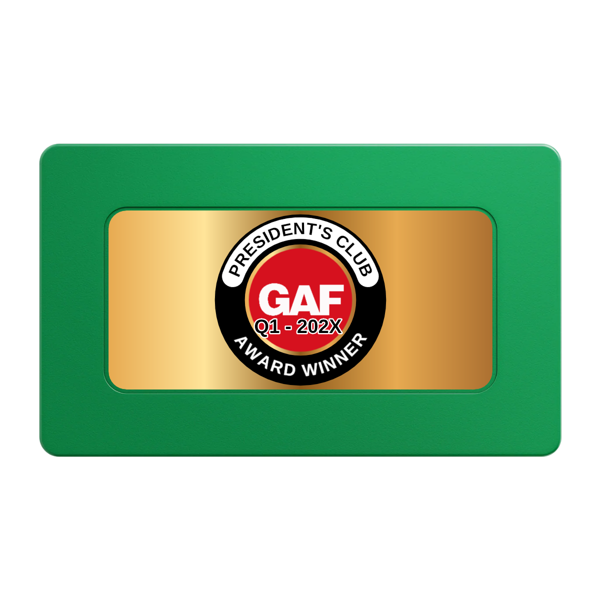 President's Club Rectangular Poker Chip Plaques - Green - Back
