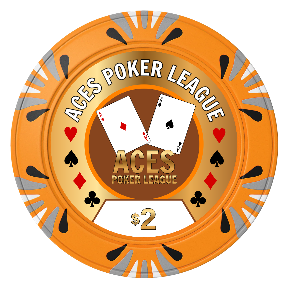 Aces Poker League Clay Poker Chips - Orange / Macau / 40mm - Front