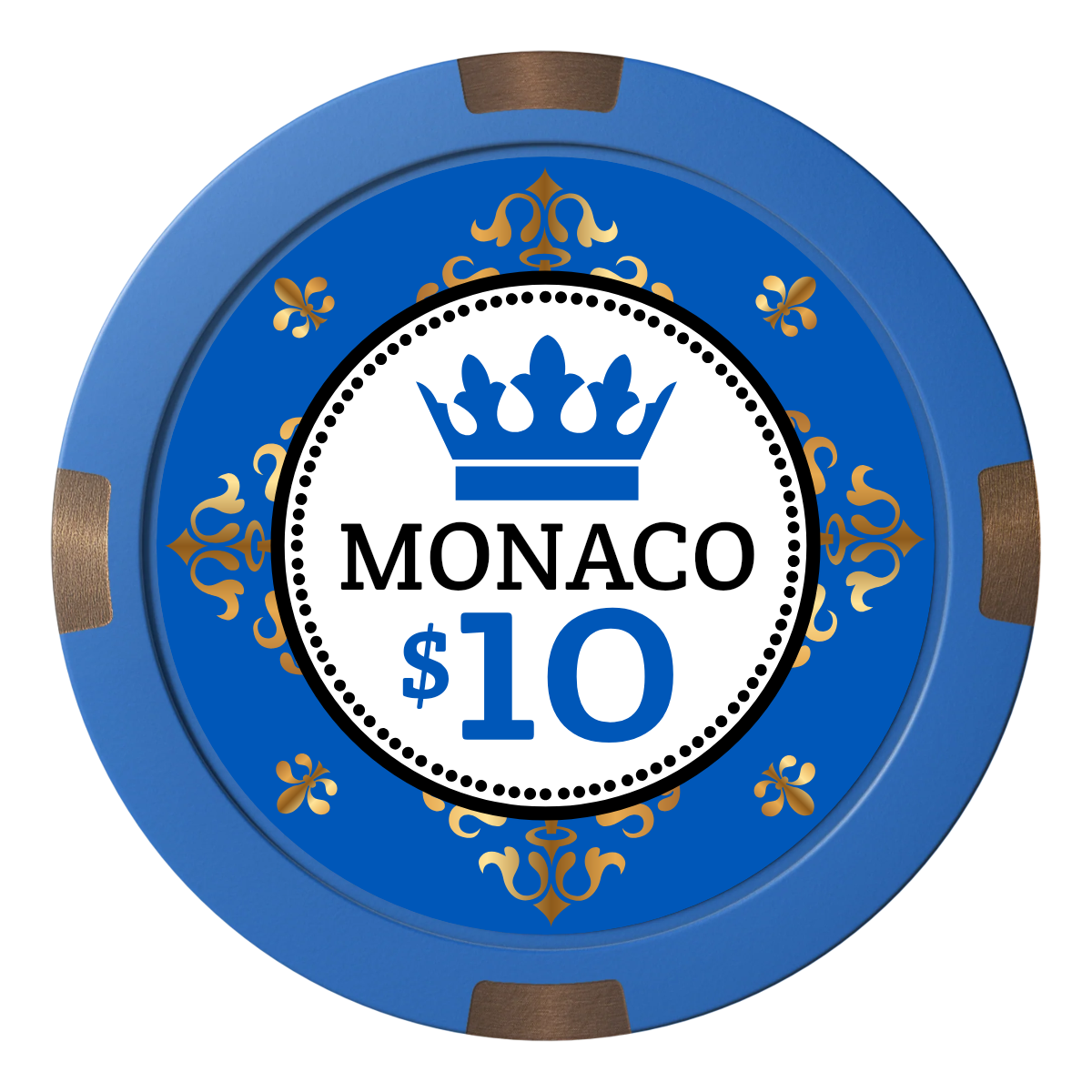 Monaco #001 Composite & Metal Hybrid Poker Chips - Blue - Front