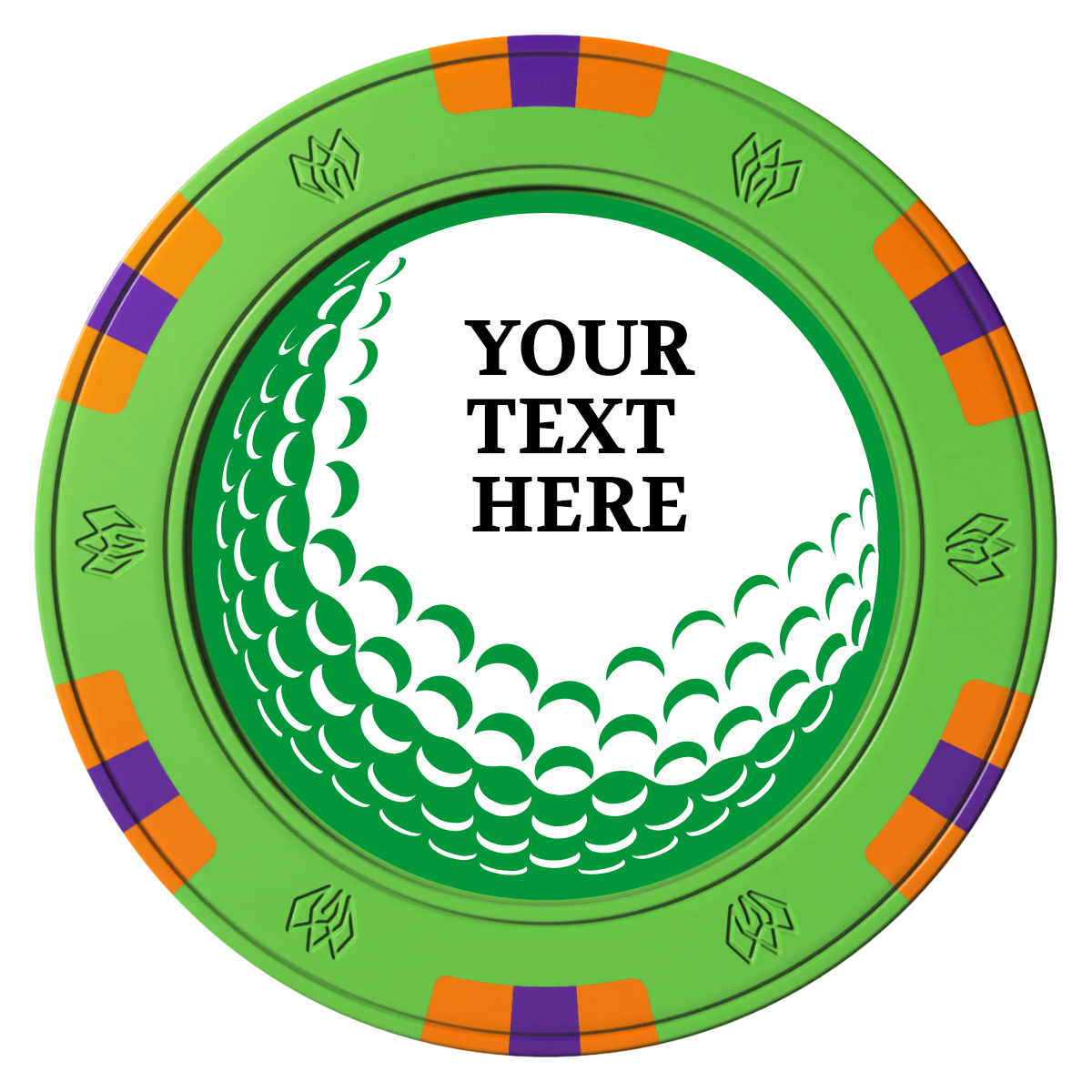 Hole In One Clay Poker Chips - Green / 6 Spot Gem / 43mm - Front