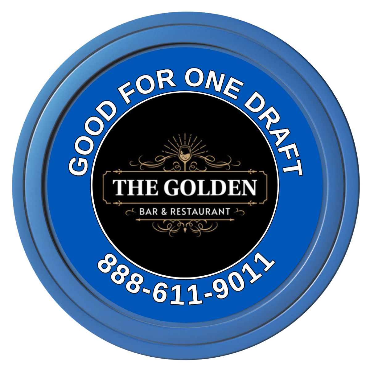 Branded Logo Bar Drink Token Composite Poker Chips - Blue / Solid - Front