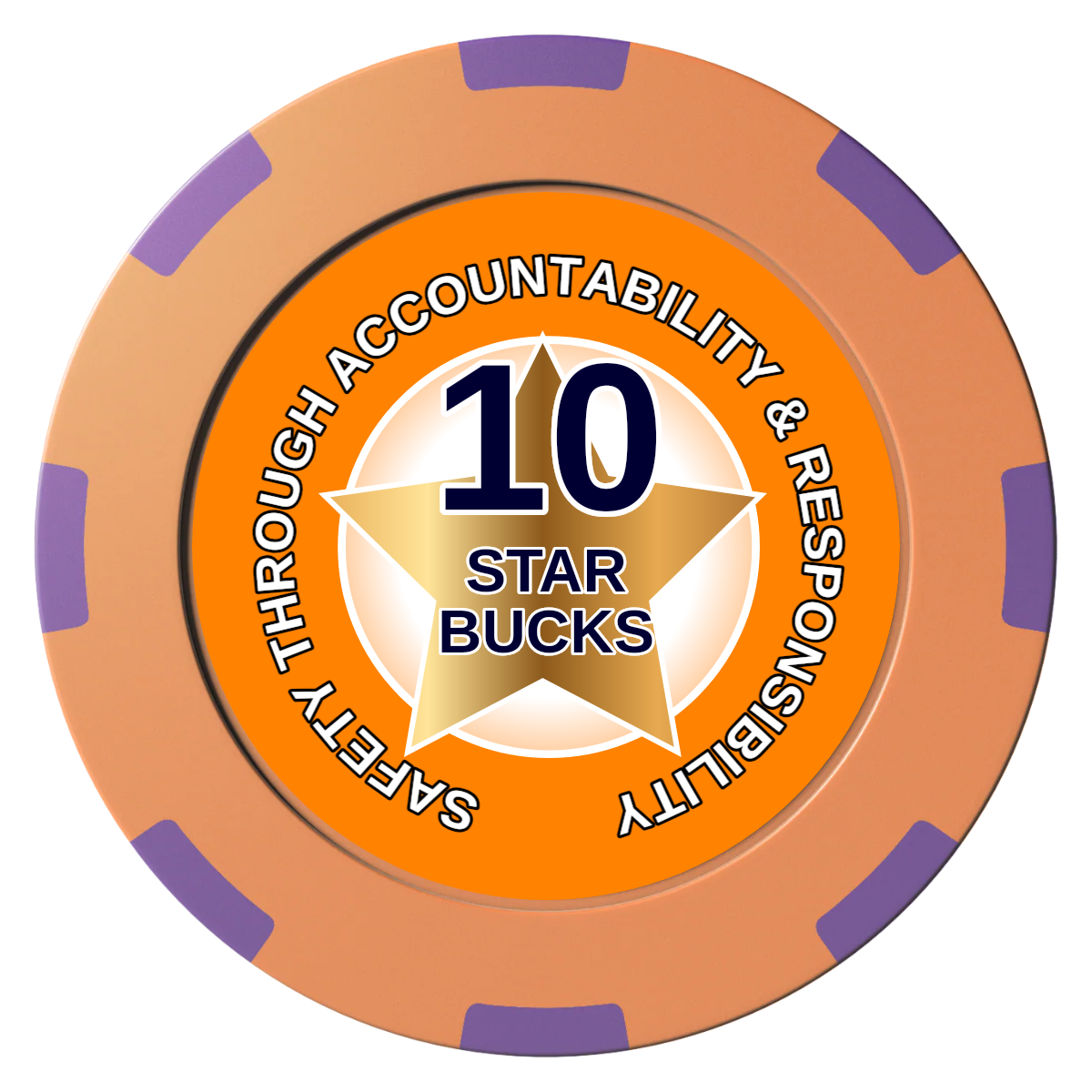 Safety Star Clay Poker Chips - Orange / 8 Spot (2 Tone) / 40mm - Front